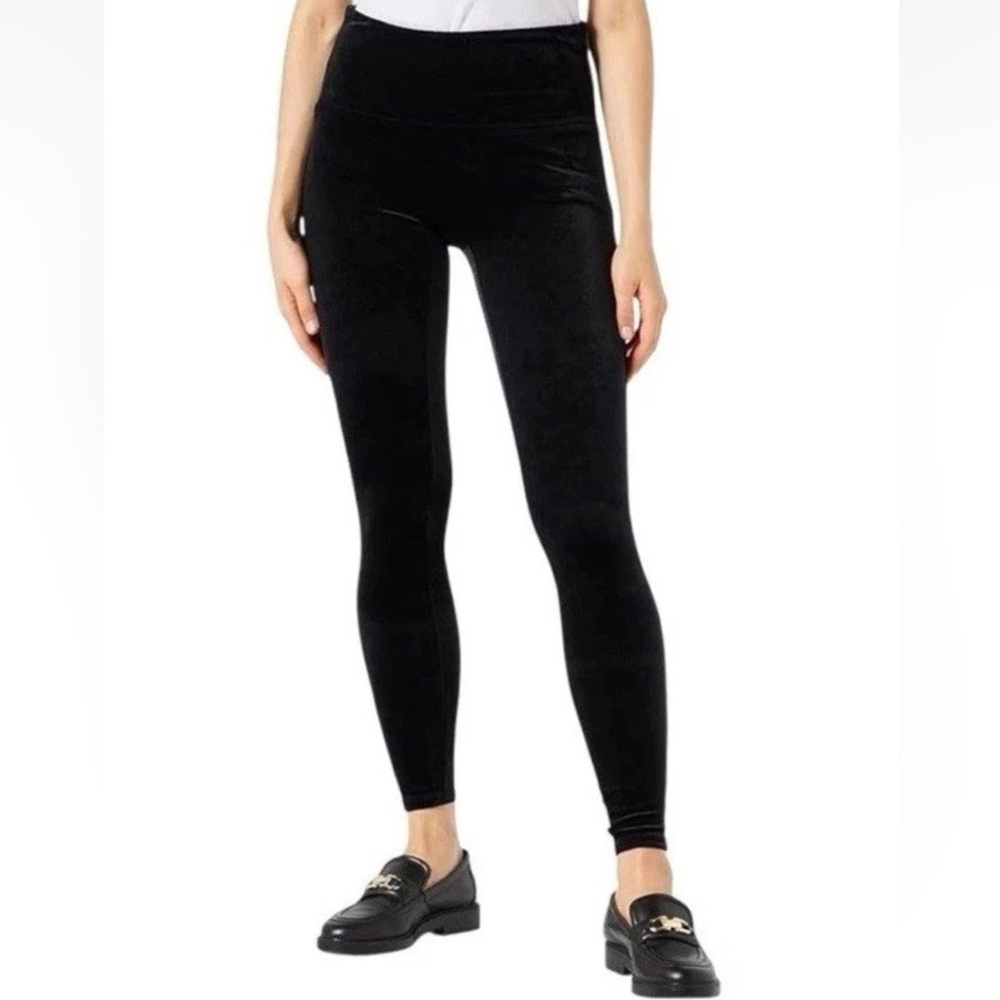 Spanx Pull On Velvet Leggings Womens Size Small Black Shaping Slimming Stretch
